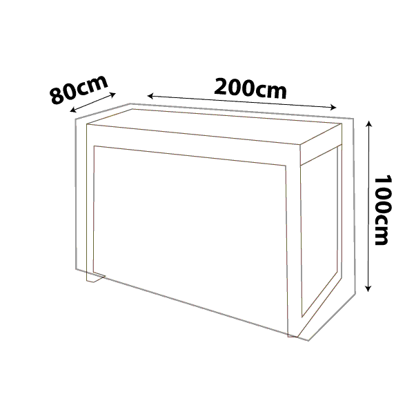 premium outdoor uv & rain storage furniture cover for bar tables - rectangle high table 205cm - buy online coverworld australia